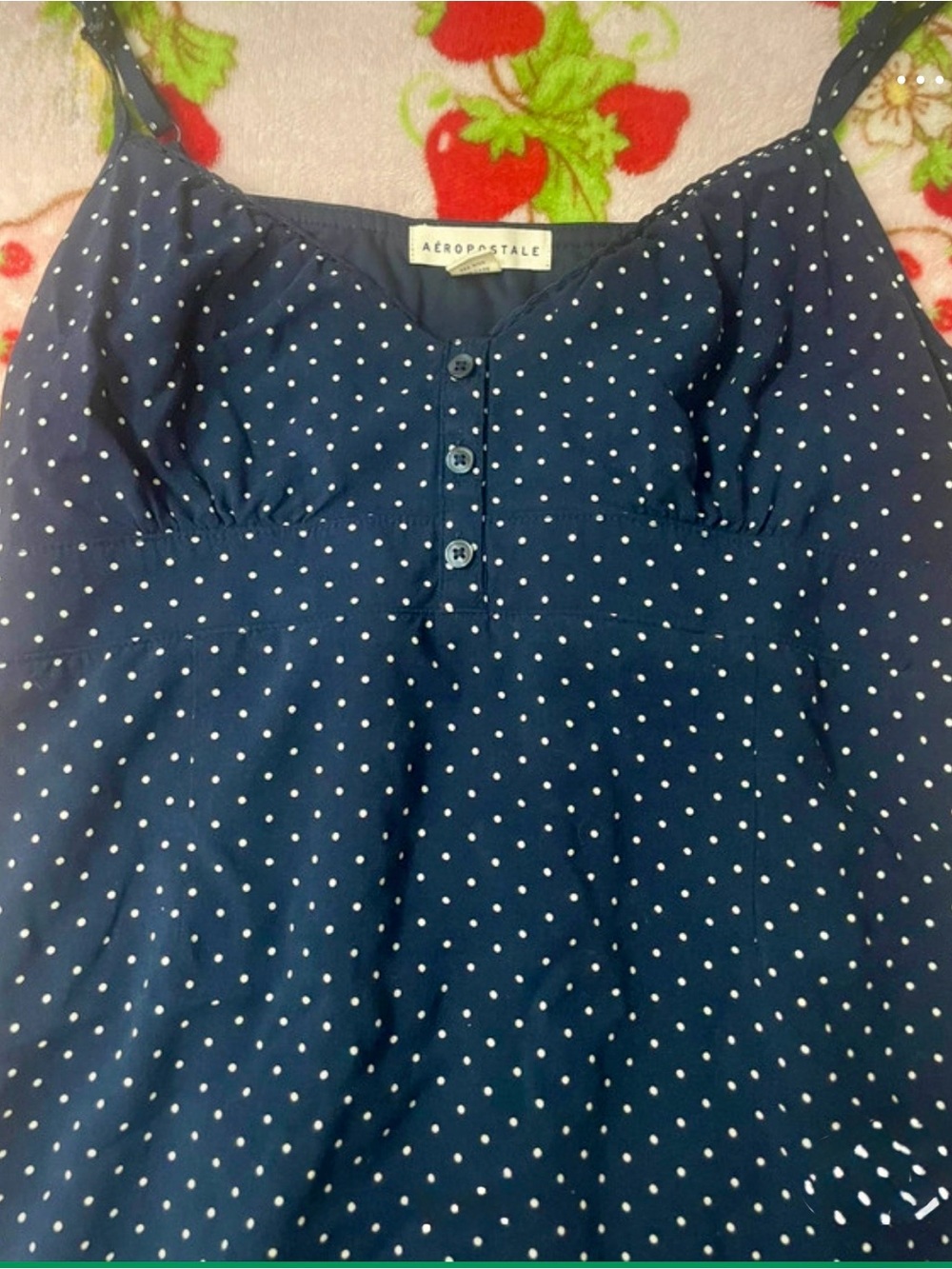 Aéropostale Navy Polka Dot Spaghetti Strap mini dress